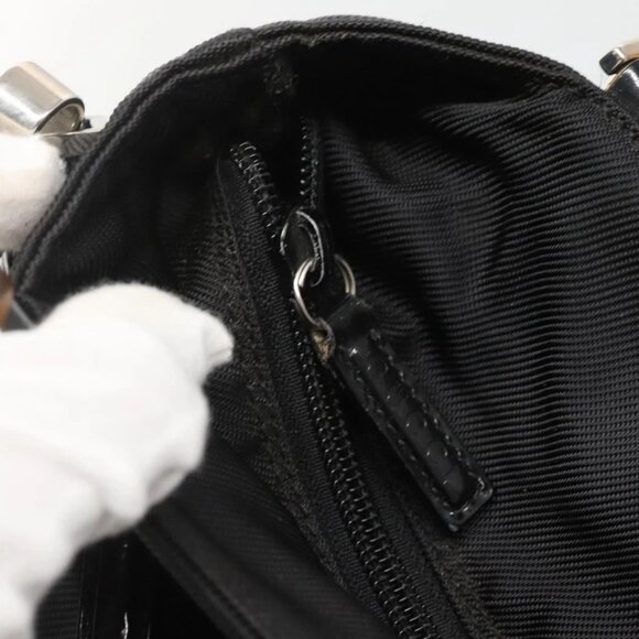 GUCCI Bamboo Hand Bag Nylon 2way Black Silver 002 2058 0508 5 Auth 138391 - Picture 10 of 16